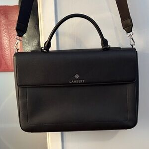 Lambert black wallet for laptop or document in vegan leather